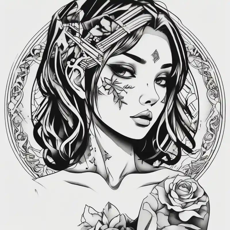 anime girl simple hand tattoo half sleeve tattoos for men